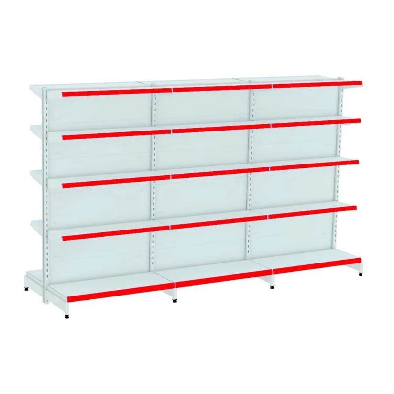 Gondola Centro 170 Fit Ate 3 Metros Branco 30 Bandeja Pe Vermelho