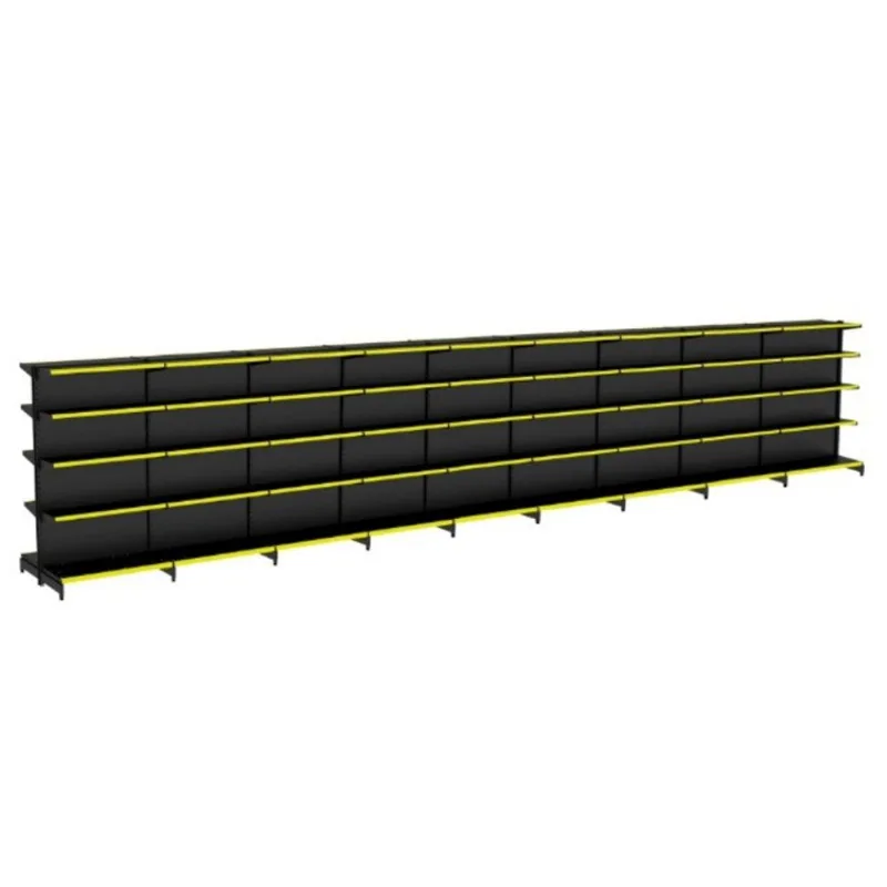 Gondola Centro 170 Fit Ate 9 Metros Preto 90 Bandeja Pe Amarelo