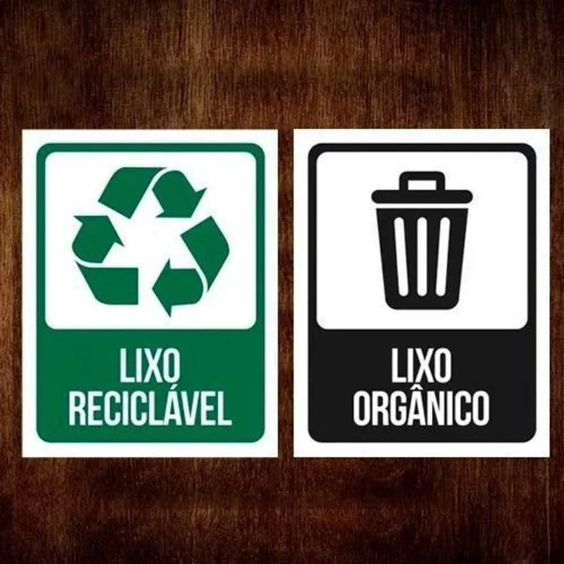 3 Kits Placa De Sinalização Lixo Reciclável Orgânico 27X35