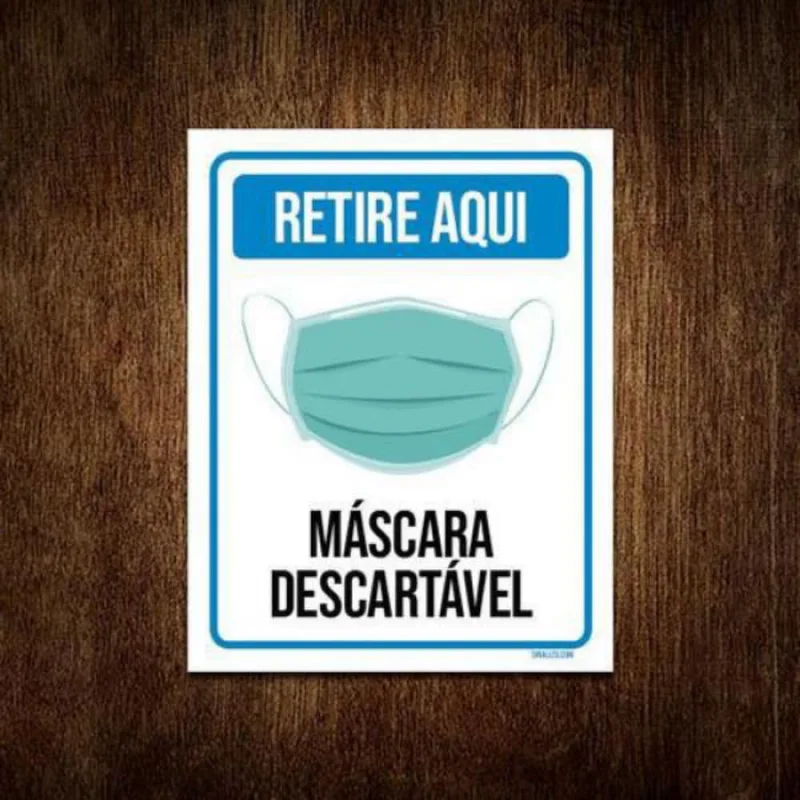 Placa Cuide-Se Retire Aqui Máscara Descartável 27X35
