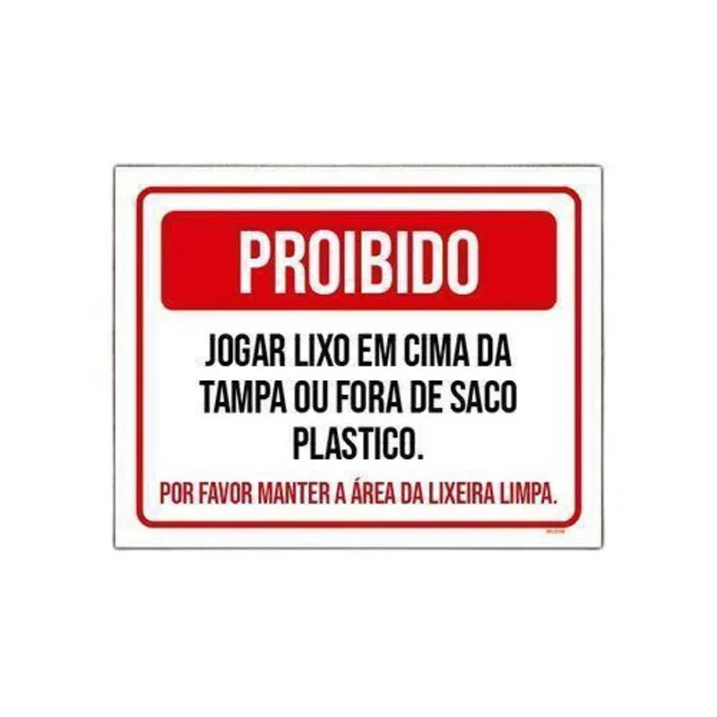 Kit 5 Placas Proibido Jogar Lixo Em Cima Da Tampa