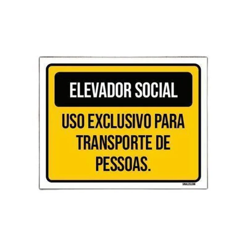 Kit 5 Placas Elevador Social Uso Exclusivo Transporte