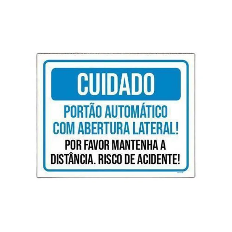 Kit 10 Placas Cuidado Portão Automático Abertura Lateral