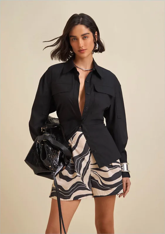 Shorts Morena Rosa Clochard Com Faixa Preto - Morena Rosa - Outlet