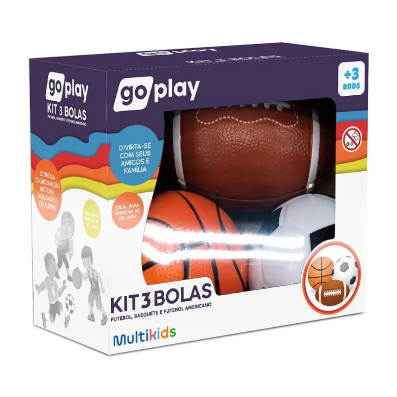 Kit Com 3 bolas Infantil Go Play Multikids - BR2322
