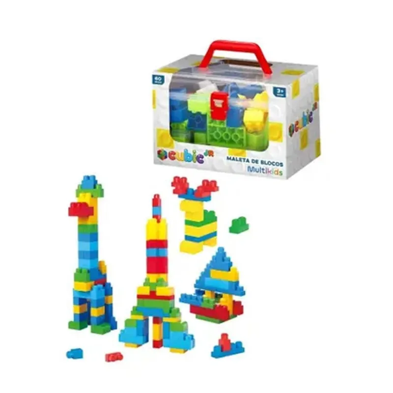 Maleta c Blocos Coloridos 60 Peças Cubic Jr Multikids BR2347