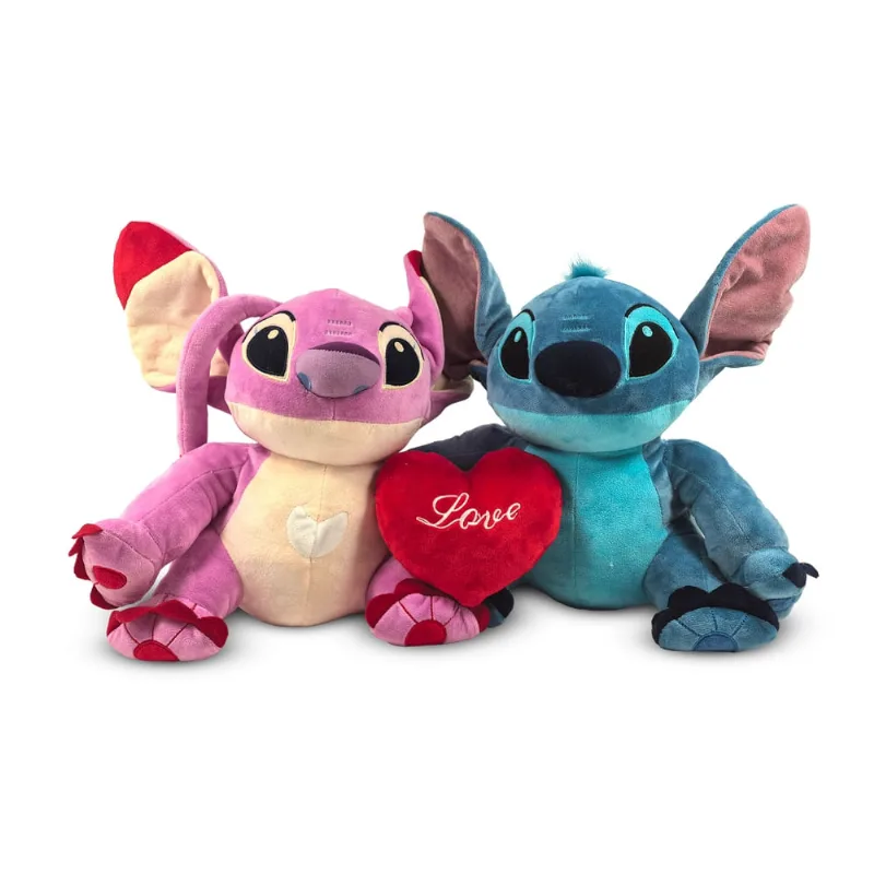Pelúcia - Disney - Stitch e Angel - Valentines Day - Com Luz - Multikids