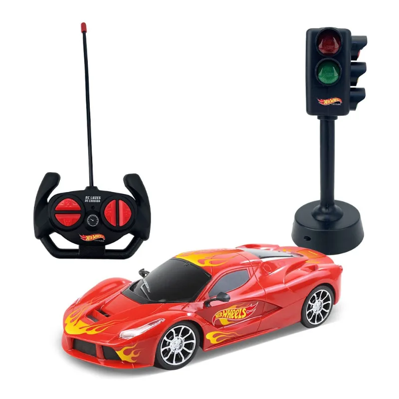 Carrinho De Radio Controle - Hot Wheels - De Corrida Com Luzes - Multikids