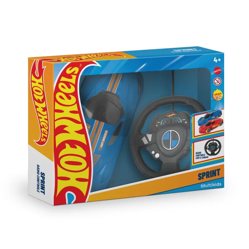 Carrinho de Controle Remoto Infantil Multikids Hot Wheels 1:24 4 Anos Azul - Multikids - Brinquedos