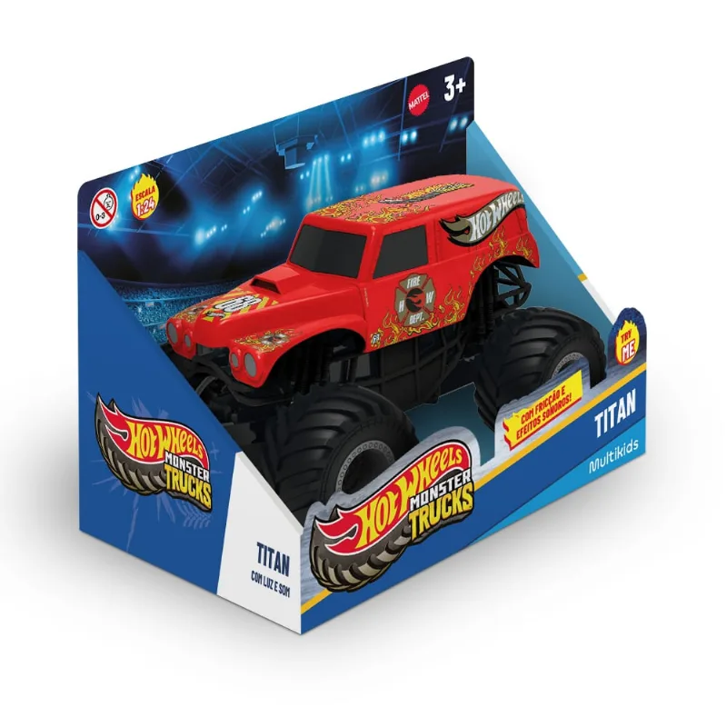 Carrinho Com Luz E Som - Hot Wheels - Monster Trucks - Titan - Multikids