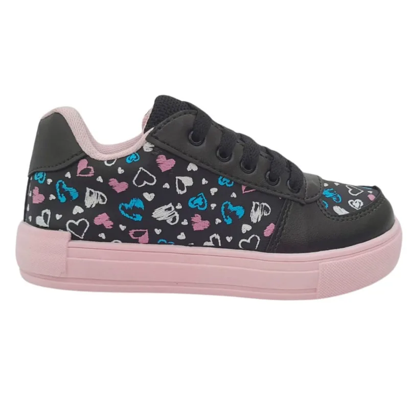 Tênis Feminino Infantil Menina Aniversário Macio Escolar Presente Jogging Shoes Kids Coração