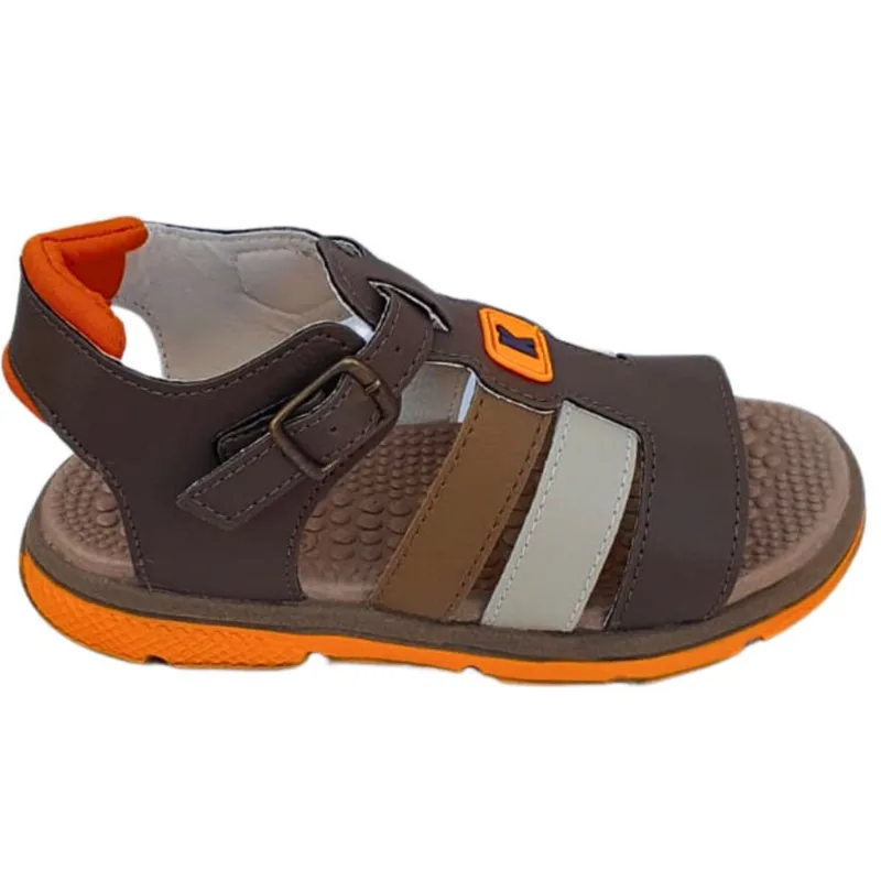 Sandália Papete Infantil Masculina Juvenil Menino Escolar Confortável Leve Marrom Casual Laranja Presente