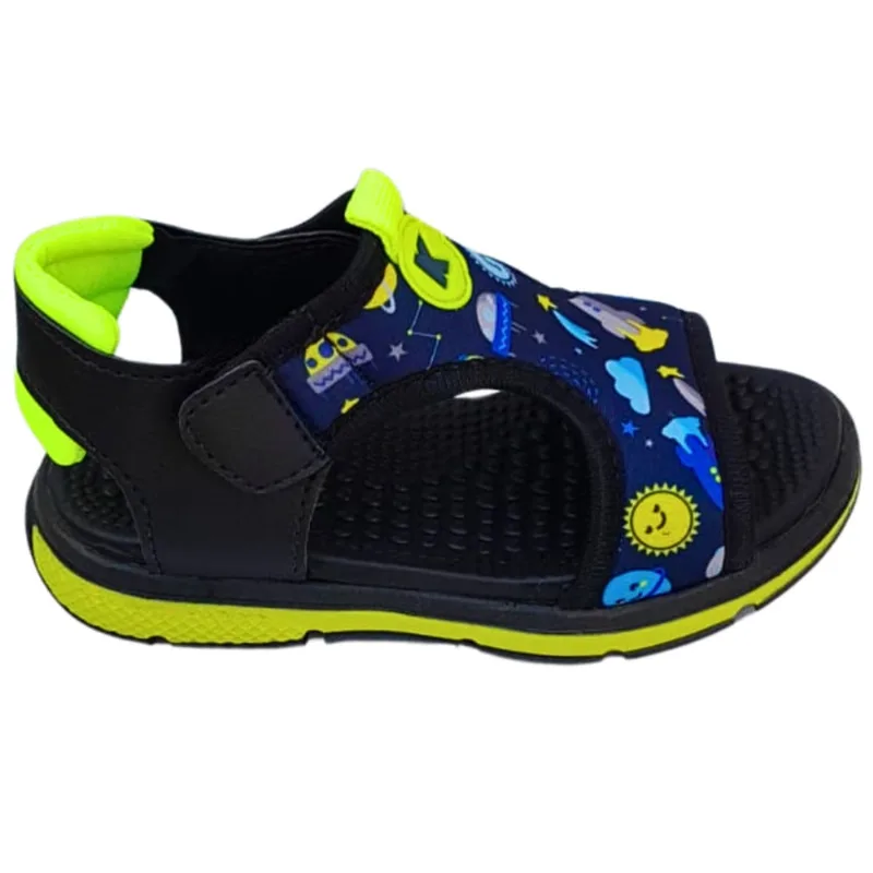 Sandália Infantil Masculina Papete Menino Confortável Dinossauro Lunar Planeta Foguete Presente