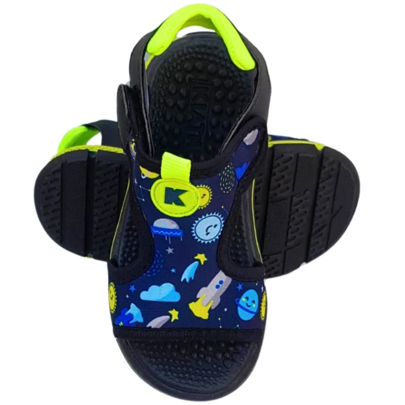 Sandália Infantil Masculina Papete Menino Confortável Dinossauro Lunar Planeta Foguete Presente