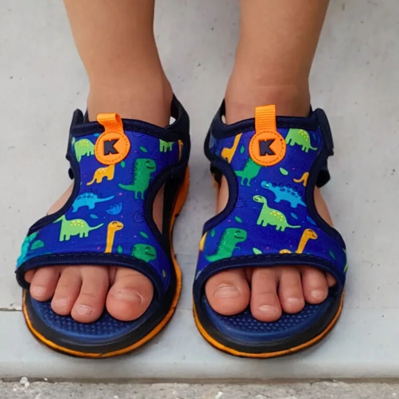 Sandália Infantil Masculina Papete Menino Confortável Dinossauro Lunar Planeta Foguete Presente