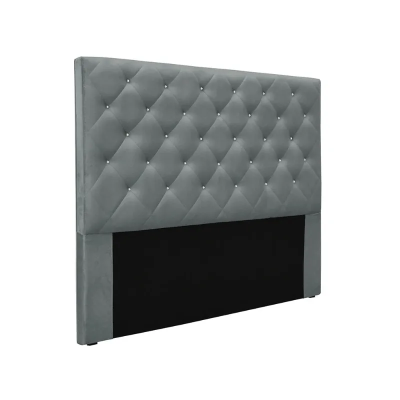 Cabeceira Cama Box Casal 140 cm Tania Veludo Cinza S04 - D'Rossi
