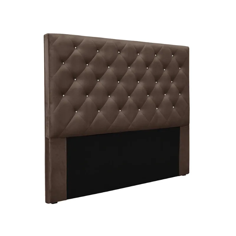 Cabeceira Cama Box Casal 140 cm Tania Veludo Marrom S04 - D'Rossi