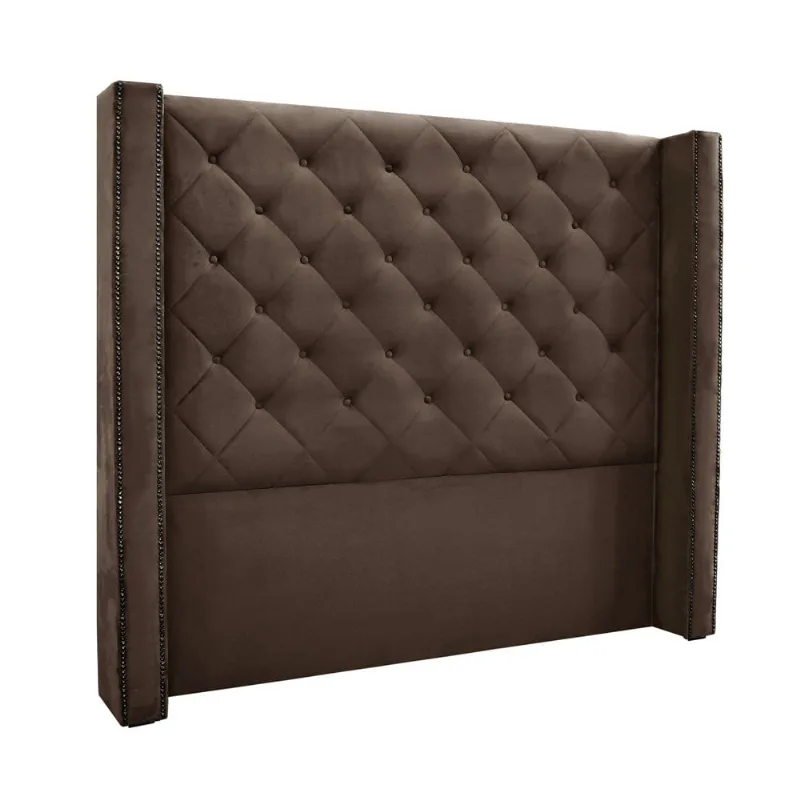 Cabeceira Cama Box Casal 140 cm Vicenza Veludo Marrom S04 - D'Rossi