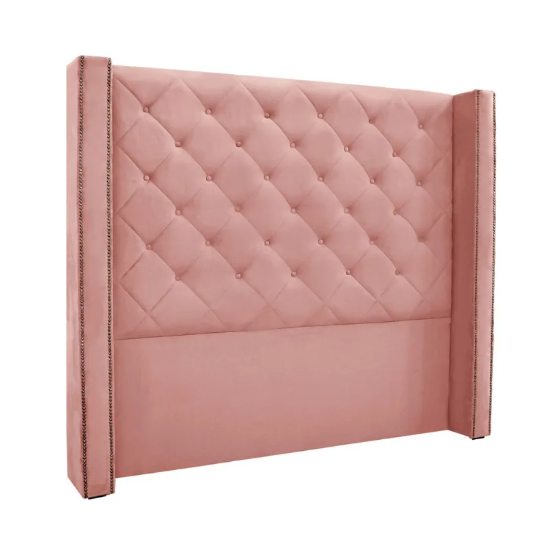 Cabeceira Cama Box Casal 140 cm Vicenza Veludo Rosa S04 - D'Rossi