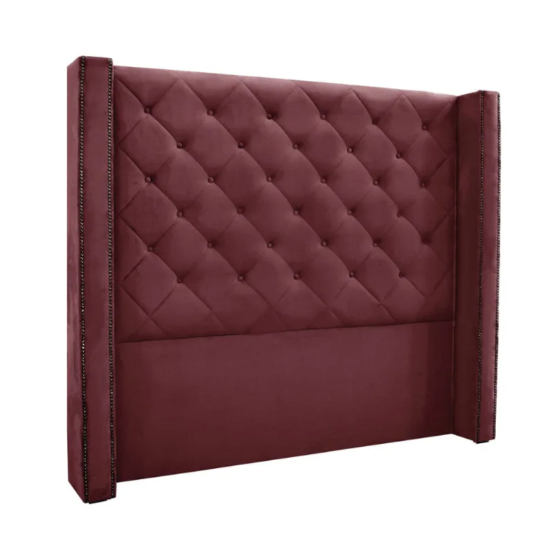 Cabeceira Cama Box Casal 140 cm Vicenza Veludo Vinho S04 - D'Rossi