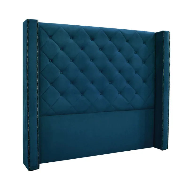 Cabeceira Cama Box Queen 160 cm Vicenza Veludo Azul Marinho S04 - D'Rossi