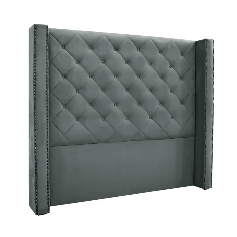 Cabeceira Cama Box Queen 160 cm Vicenza Veludo Cinza S04 - D'Rossi