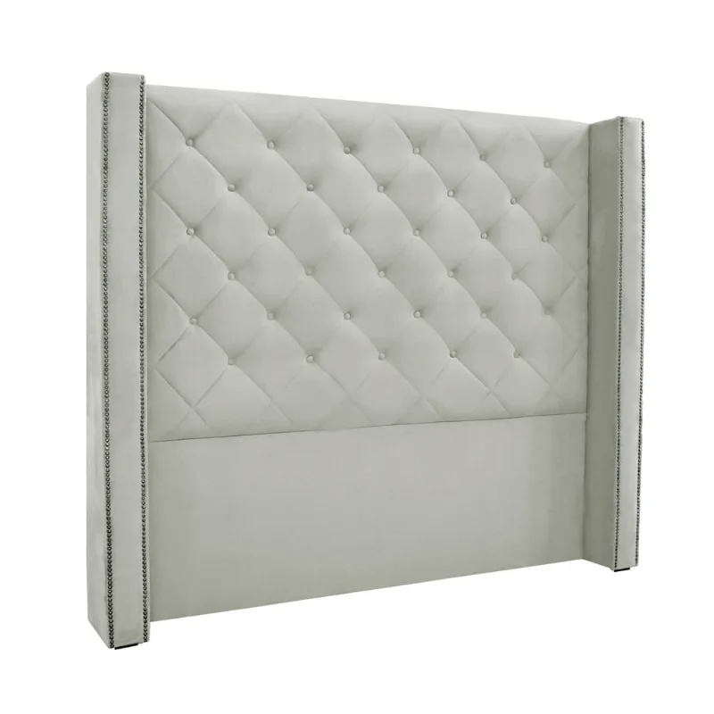Cabeceira Cama Box Queen 160 cm Vicenza Veludo Prata S04 - D'Rossi