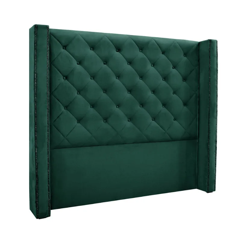 Cabeceira Cama Box Queen 160 cm Vicenza Veludo Verde S04 - D'Rossi