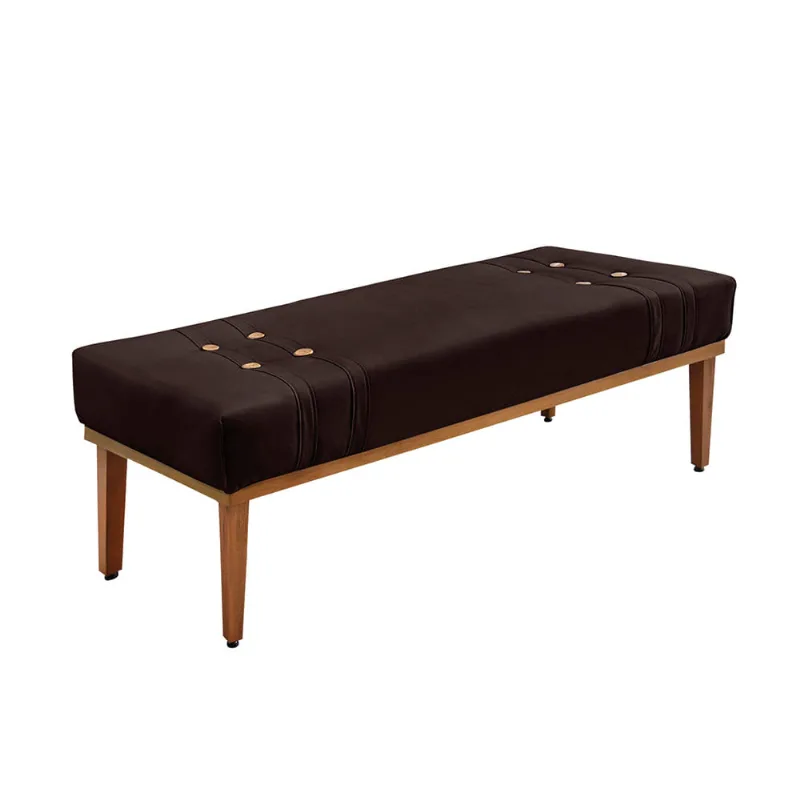 Divã Recamier Banco Base Madeira para Quarto Gênova 90cm Suede Café S04 - D'Rossi