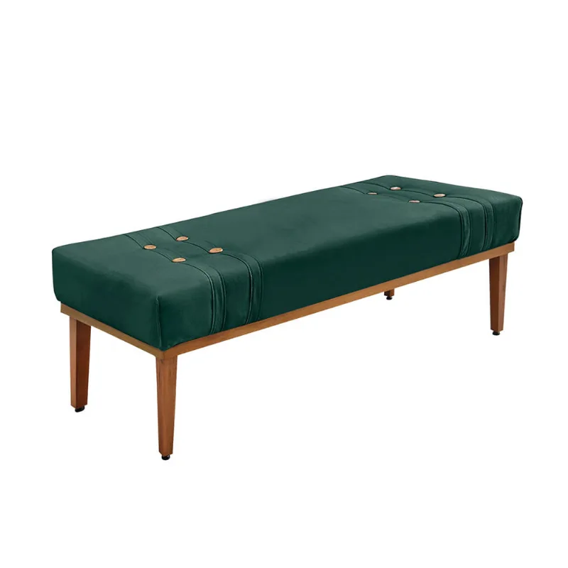 Divã Recamier Retrô Base Madeira para Quarto Gênova 140cm Veludo Verde S04 - D'Rossi