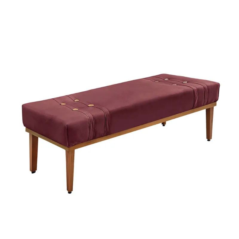 Divã Recamier Retrô Base Madeira para Quarto Gênova 140cm Veludo Vinho S04 - D'Rossi