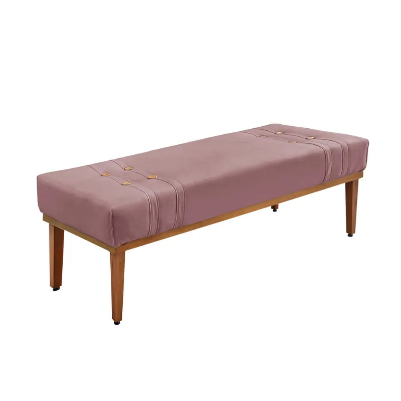 Divã Recamier Banco Base Madeira para Quarto Gênova 195cm Veludo Lilás S04 - D'Rossi