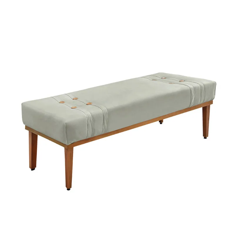 Divã Recamier Banco Base Madeira para Quarto Gênova 195cm Veludo Prata S04 - D'Rossi