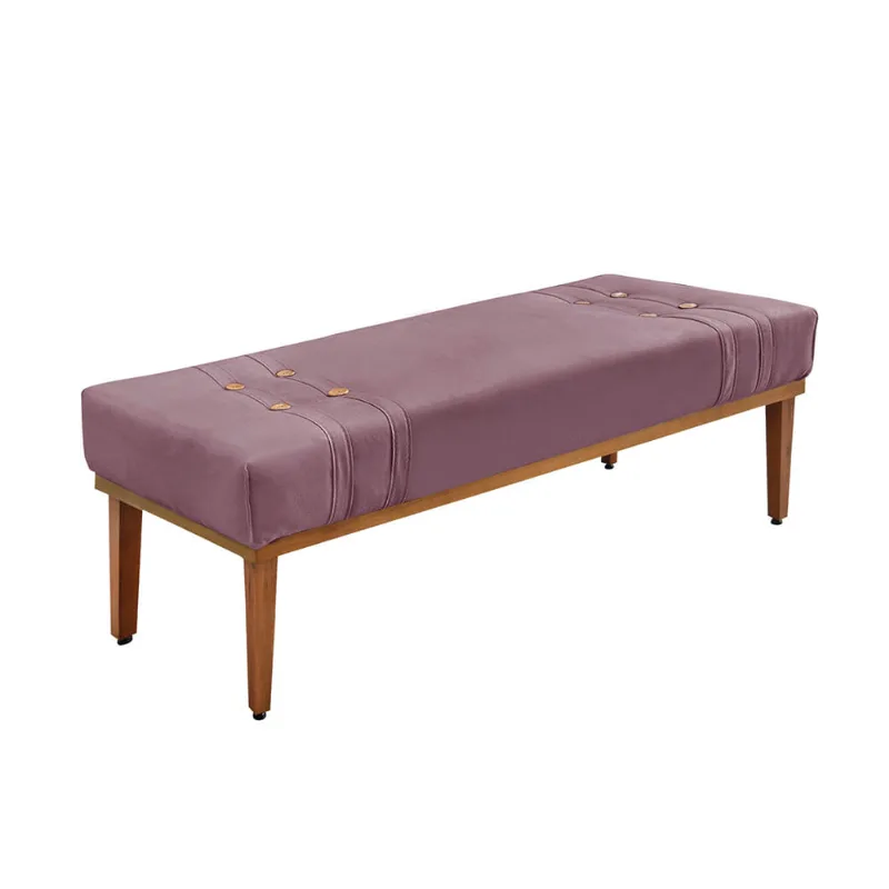 Divã Recamier Banco Base Madeira para Quarto Gênova 195cm Veludo Uva S04 - D'Rossi