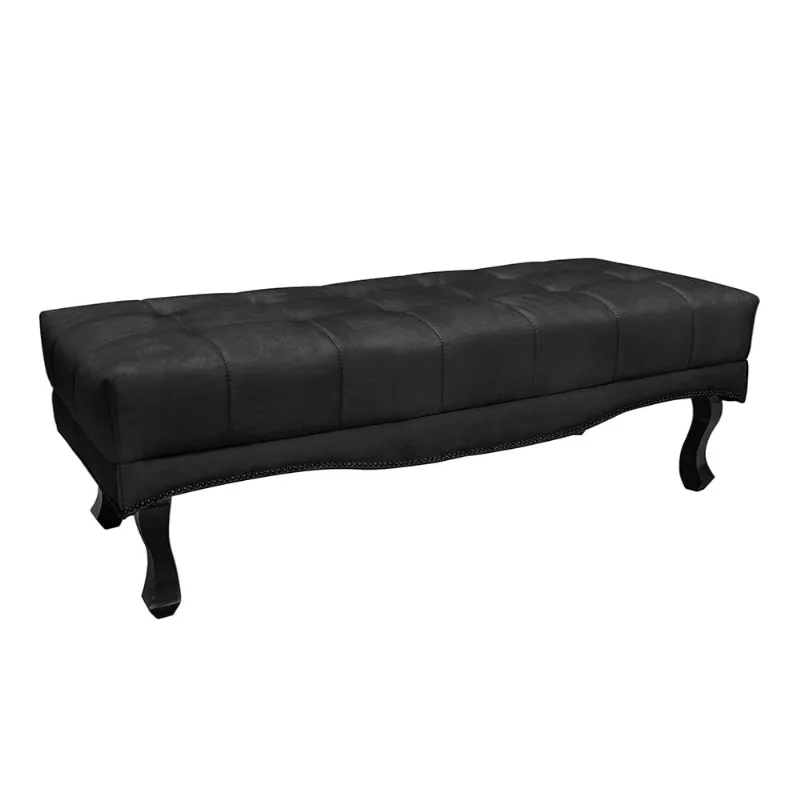 Puff Recamier Retrô Luis Xv Captonê para Quarto Vicenza 140cm Suede Preto S04 - D'Rossi
