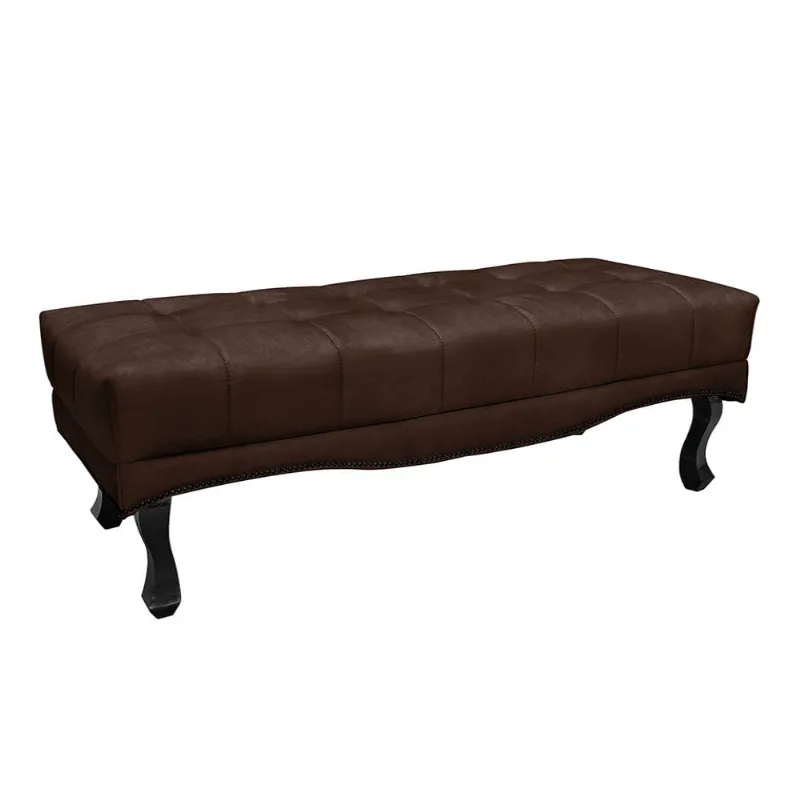 Puff Recamier Retrô Luis Xv Captonê para Quarto Vicenza 195cm Suede Café S04 - D'Rossi
