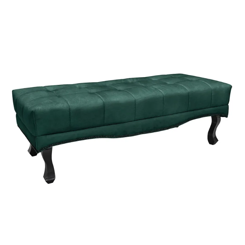 Puff Recamier Retrô Luis Xv Captonê Quarto Vicenza 90cm Veludo Verde S04 - D'Rossi