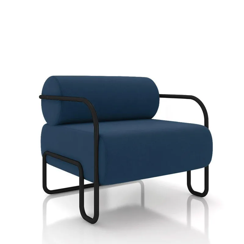 Poltrona Sala De Estar Industrial Preto Ameli Veludo K01 - D'rossi Cor Azul Marinho - OUTRAS - Móveis