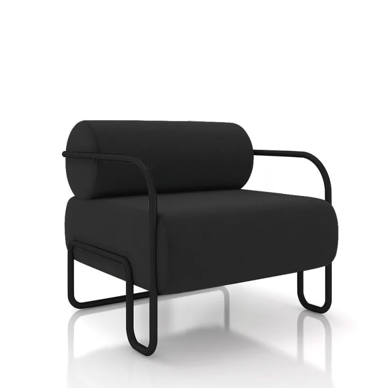 Poltrona Sala De Estar Industrial Preto Ameli Veludo K01 - D'rossi Cor Preto - OUTRAS