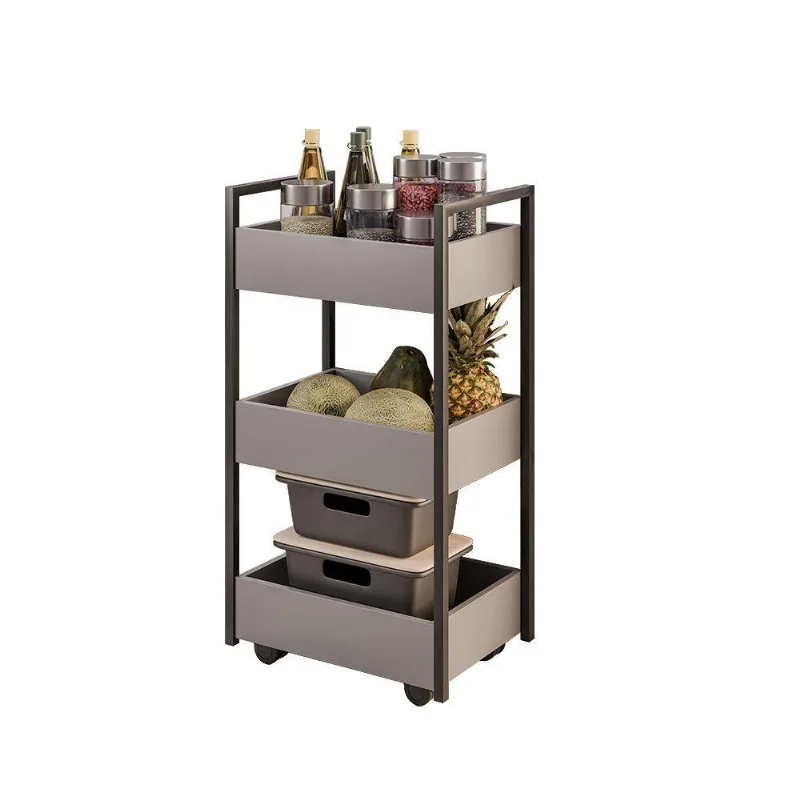 Carrinho Gourmet Auxiliar Para Cozinha 3 Prateleiras Zane Preto M12 - D'rossi Cor Grafite
