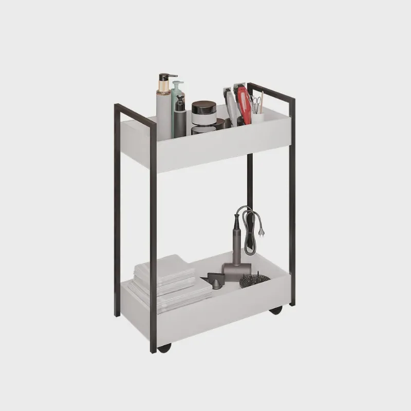 Carrinho de apoio Estética Salão Industrial 2 Prateleiras Orla Branco/Pto M13 - D'Rossi