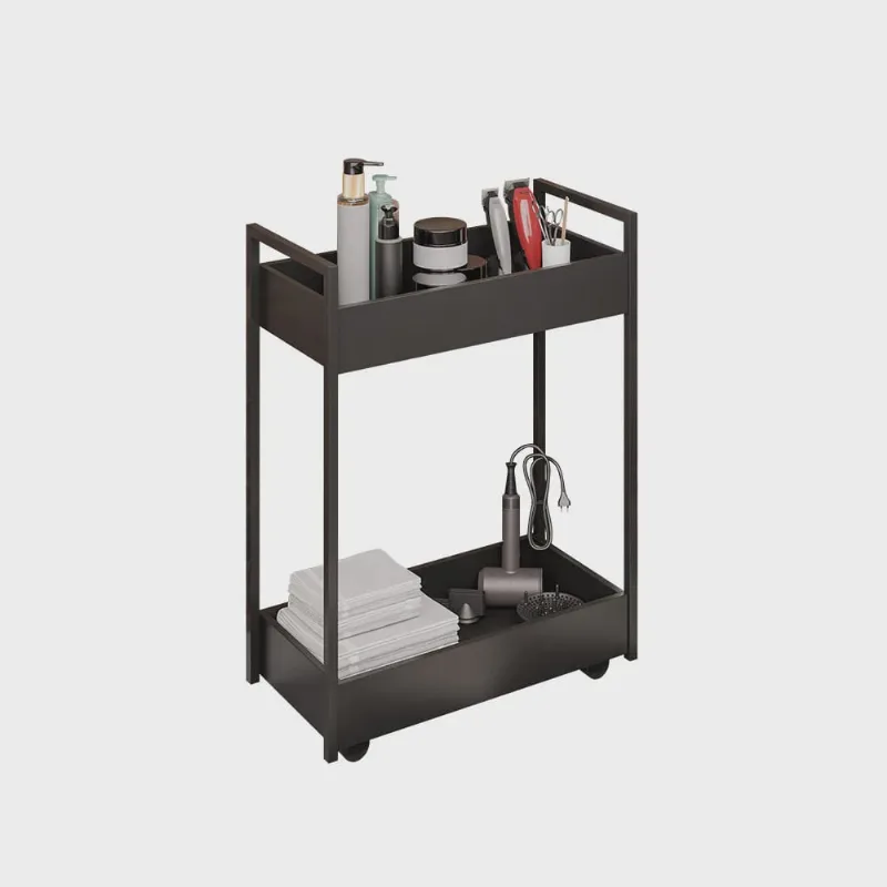 Carrinho de apoio Estética Salão Industrial 2 Prateleiras Orla Preto/Pto M13 - D'Rossi