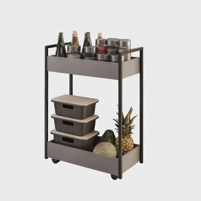 Carrinho Gourmet Auxiliar para Cozinha 2 Prateleiras Noah Grafite/Preto M13 - D'Rossi