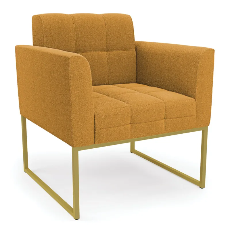 Poltrona Sala de Estar Industrial Dourado Elisa Bouclê Mostarda D03 - D'Rossi - DRossi