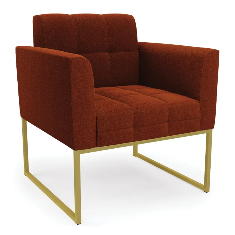 Poltrona Sala de Estar Industrial Dourado Elisa Bouclê Terra D03 - D'Rossi - DRossi