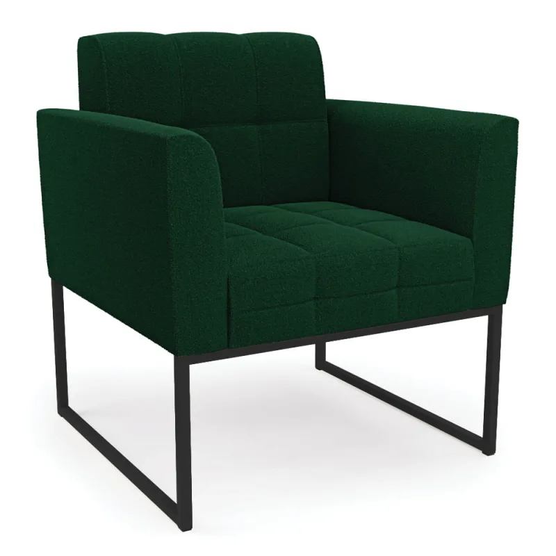 Poltrona Sala de Estar Industrial Preto Elisa Bouclê Verde D03 - D'Rossi - DRossi - Móveis
