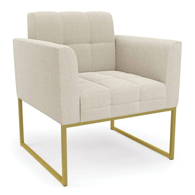 Poltrona Sala de Estar Industrial Dourado Elisa Bouclê D03 - D'Rossi - DRossi