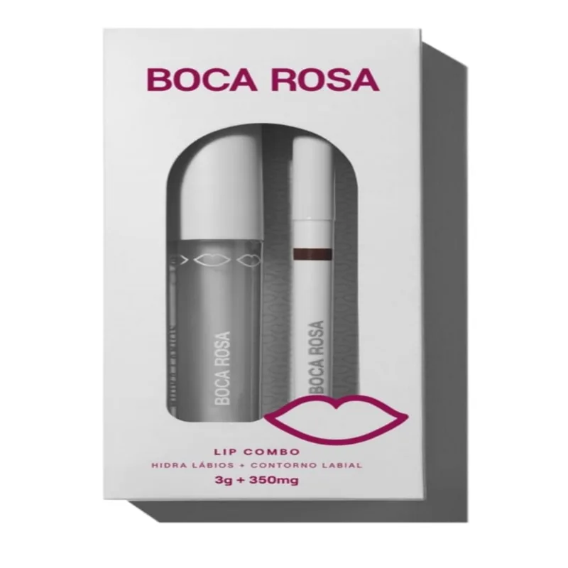 Lip Combo Labial Boca Rosa Hidra Lábios + Contorno Labial Marrom 3g