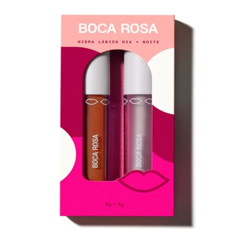 Hidra Lábios Combo Dia + Noite Gloss Neutro e Bege 3g cada Boca Rosa - BOCA ROSA