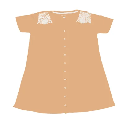 Camisola Manga Curta com Botões Basic+ Poliviscose Rose - Basic+ - Moda